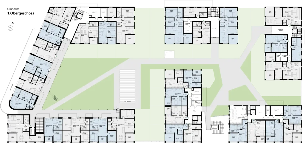 Grundriss 1. Obergeschoss, Schenkenhöhe Areal, Neubauwohnungen in Schwäbisch Hall